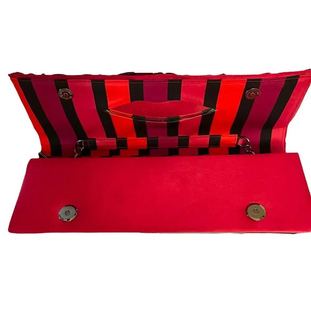 L'Wren Scott x Banana Republic RARE Red Crackle Gemmed Clutch Handbag Wristlet